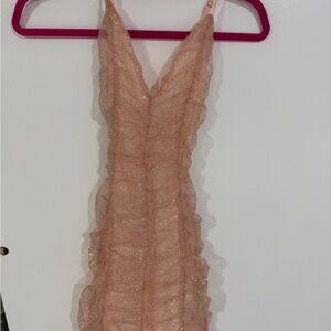 PrettyLittleThing Glittery Peach Mini Dress